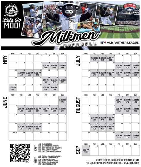 Milwaukee Milkmen Game Schedule.